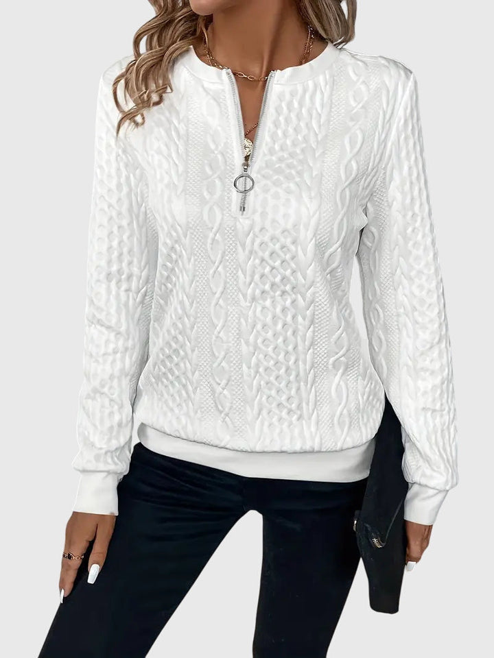Women's Zip-Up Sweater – Soft Knit Zip Detail Pullover Top