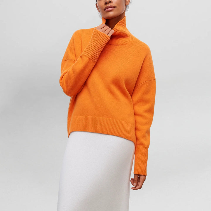 Women's Turtleneck Sweater – Minimalist High Neck Knit Pullover