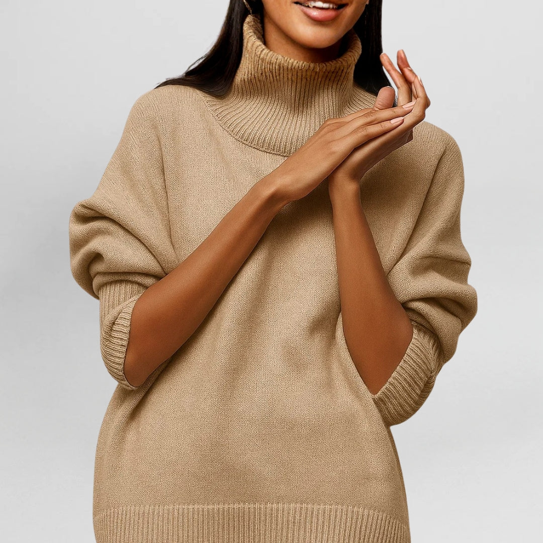 Women's Turtleneck Sweater – Minimalist High Neck Knit Pullover