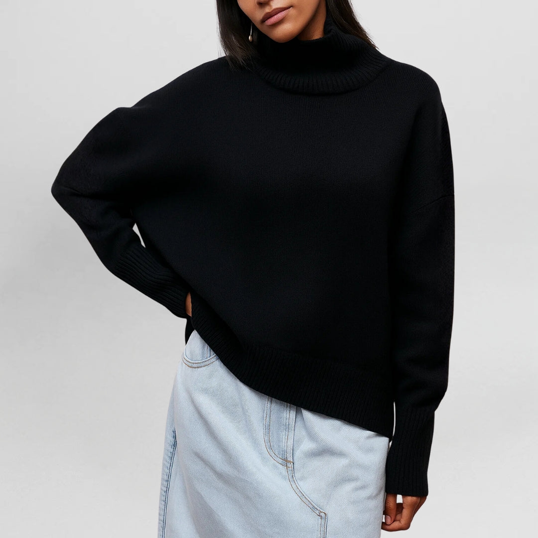Women's Turtleneck Sweater – Minimalist High Neck Knit Pullover