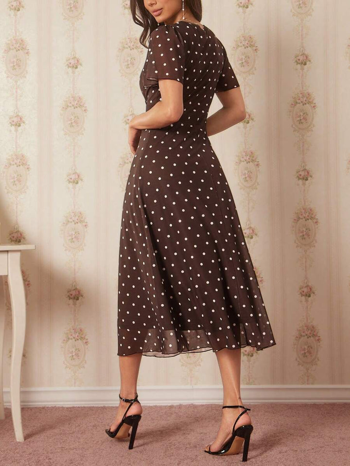 Amorya | V-Neck Flared Midi Dress