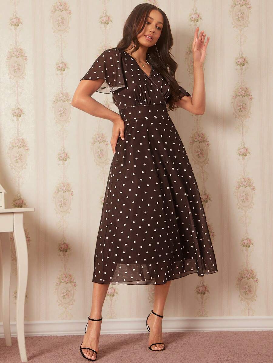 Amorya | V-Neck Flared Midi Dress