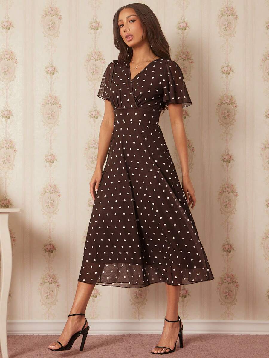 Amorya | V-Neck Flared Midi Dress
