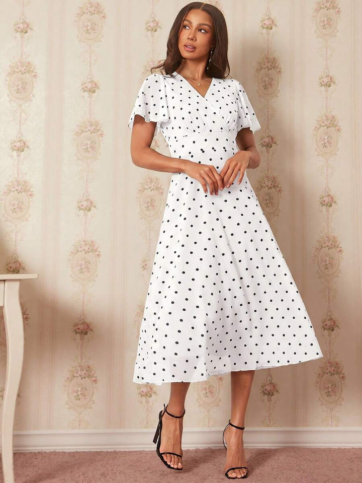 Amorya | V-Neck Flared Midi Dress