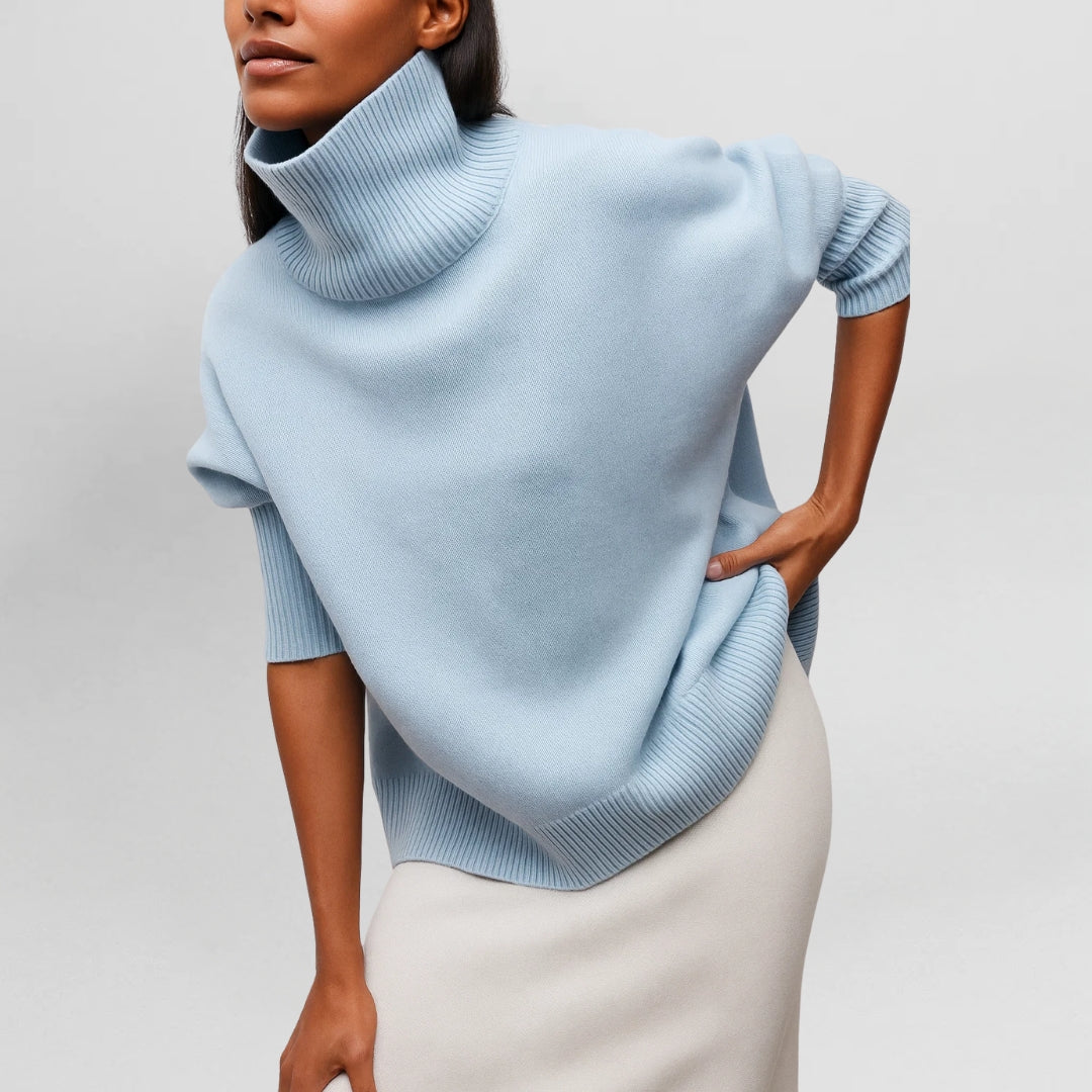 Women's Turtleneck Sweater – Minimalist High Neck Knit Pullover