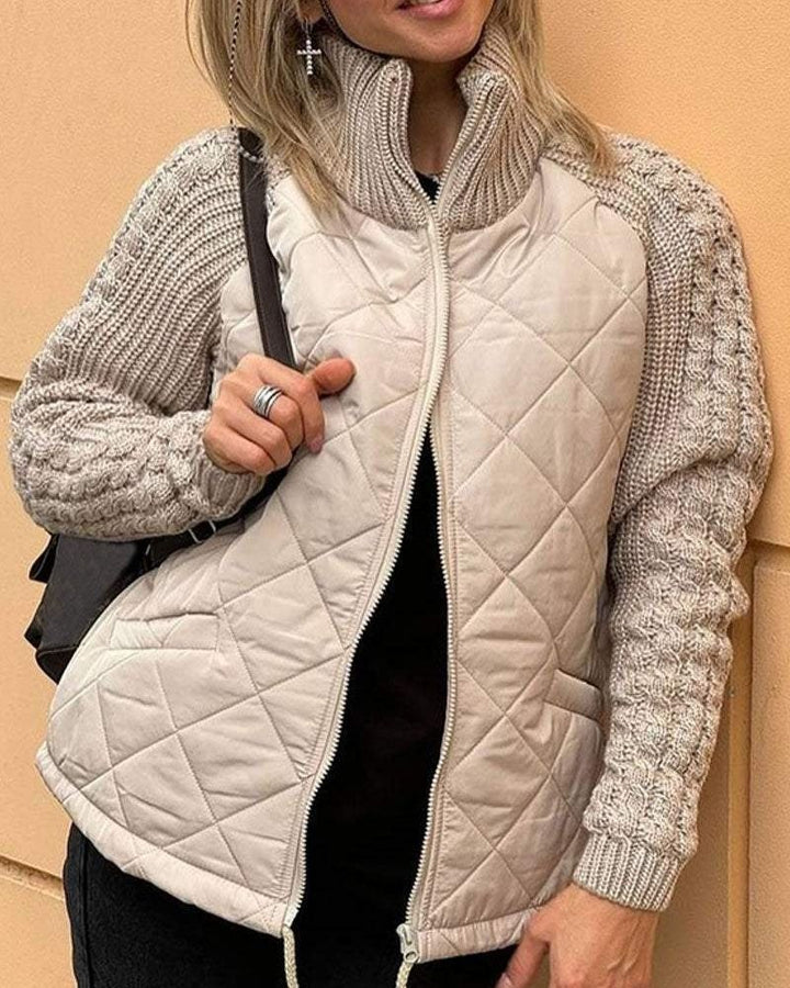 Women's Padded Jacket – Knit Sleeve Warm Winter Coat