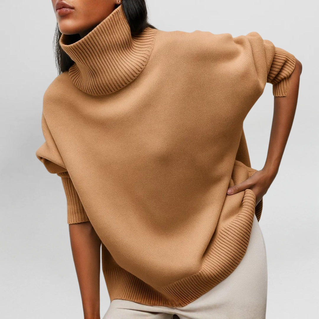 Women's Turtleneck Sweater – Minimalist High Neck Knit Pullover