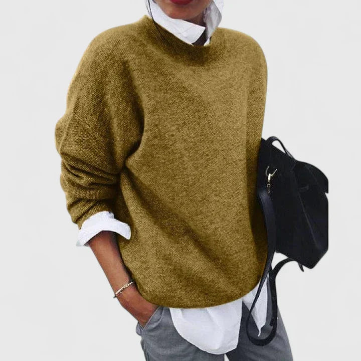 Women's Relaxed Fit Sweater – Minimalist Long Sleeve Knit Top