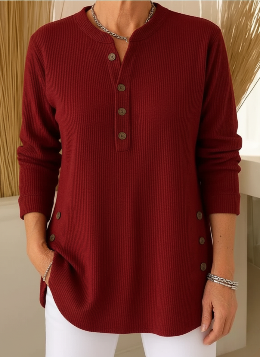 Women's Lightweight Sweater – Button Detail Flowy Knit Pullover