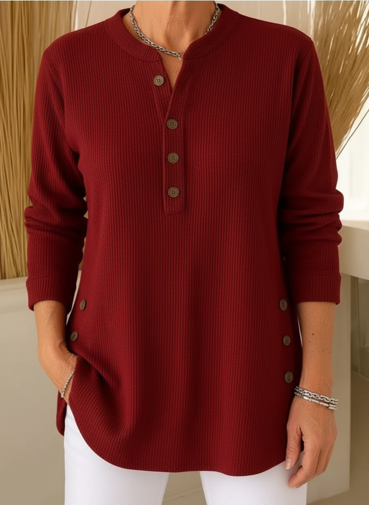 Women's Lightweight Sweater – Button Detail Flowy Knit Pullover