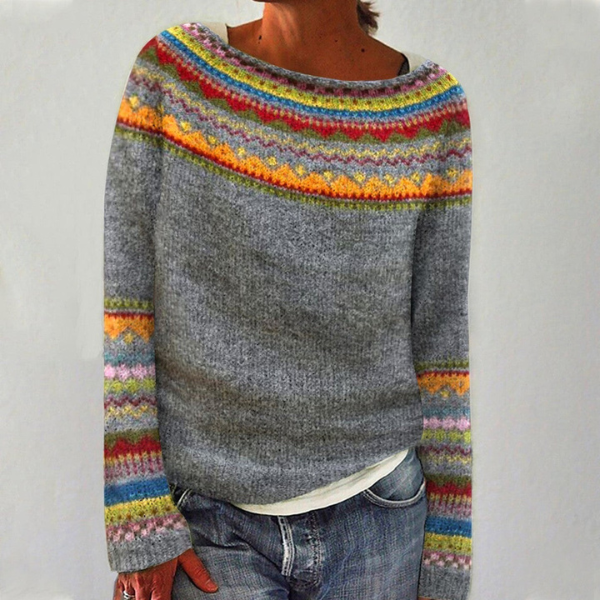 Women's Retro Sweater – Vintage Style Soft Knit Pullover Top