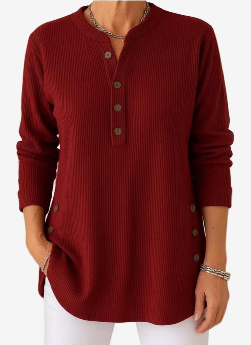 Women's Button Detail Sweater – Soft Lightweight Knit Pullover