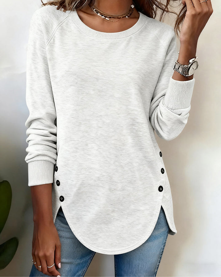 Women's Sweatshirt – Cotton Blend Raglan Sleeve Asymmetric Hem Top