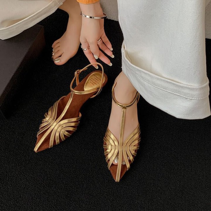 Kalila™| Gold Kitten Sandals