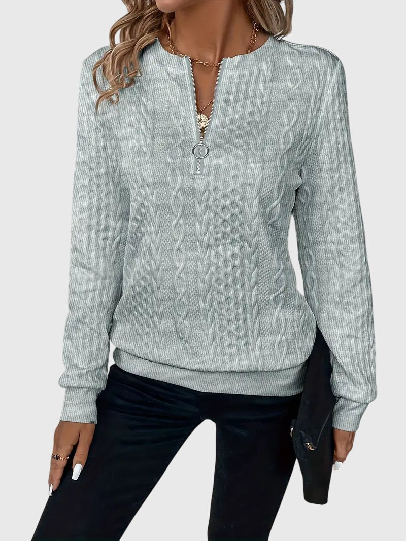Women's Zip-Up Sweater – Soft Knit Zip Detail Pullover Top