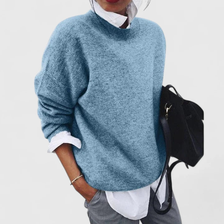 Women's Relaxed Fit Sweater – Minimalist Long Sleeve Knit Top