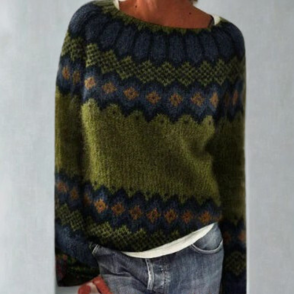 Women's Retro Sweater – Vintage Style Soft Knit Pullover Top
