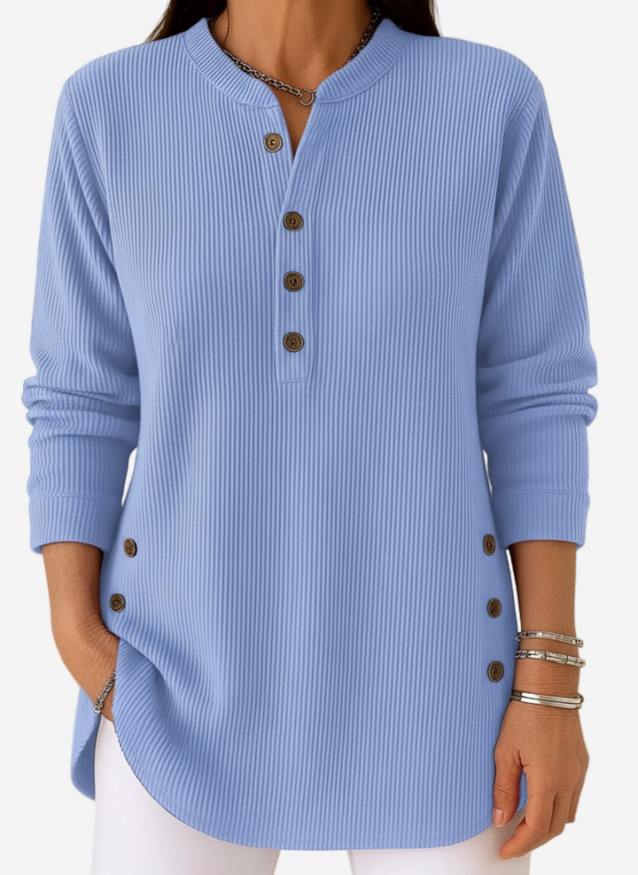 Women's Button Detail Sweater – Soft Lightweight Knit Pullover