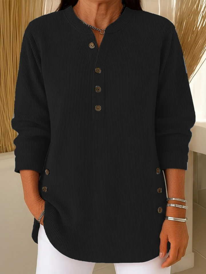 Women's Lightweight Sweater – Button Detail Flowy Knit Pullover