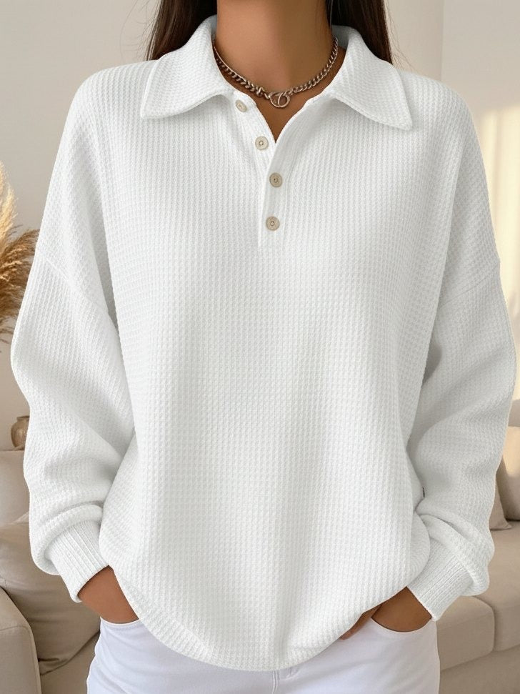 Women's Polo Sweater – Collared Button Knit Stretch Pullover Top