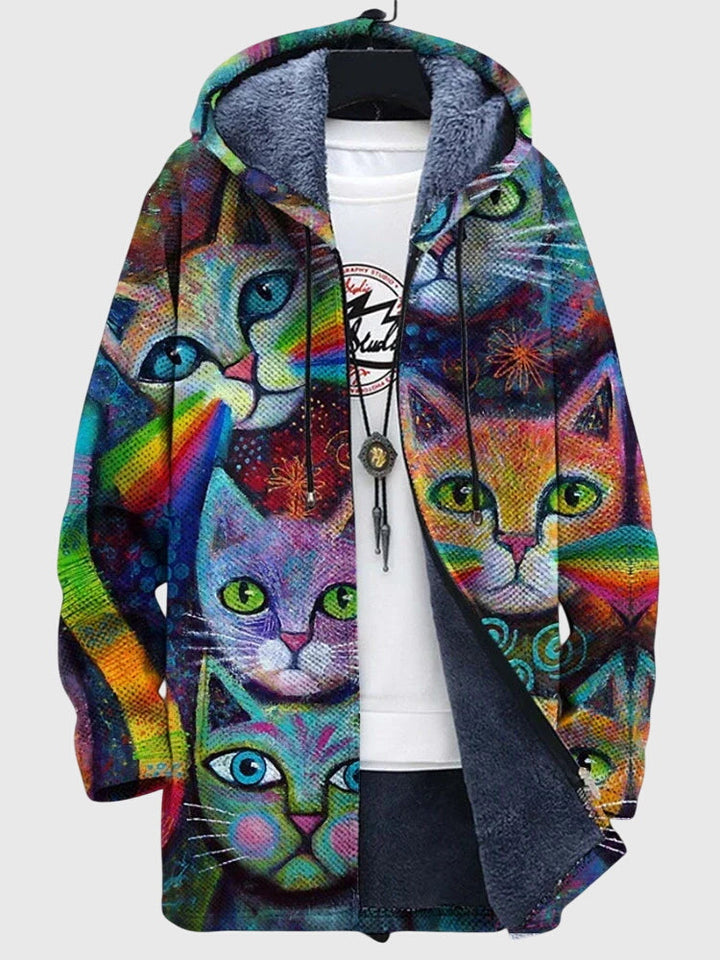 Women's Printed Jacket – Artistic Graphic Print Warm Coat