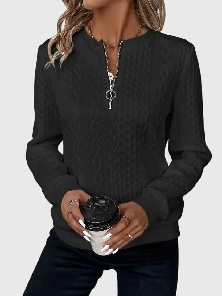 Women's Zip-Up Sweater – Soft Knit Zip Detail Pullover Top