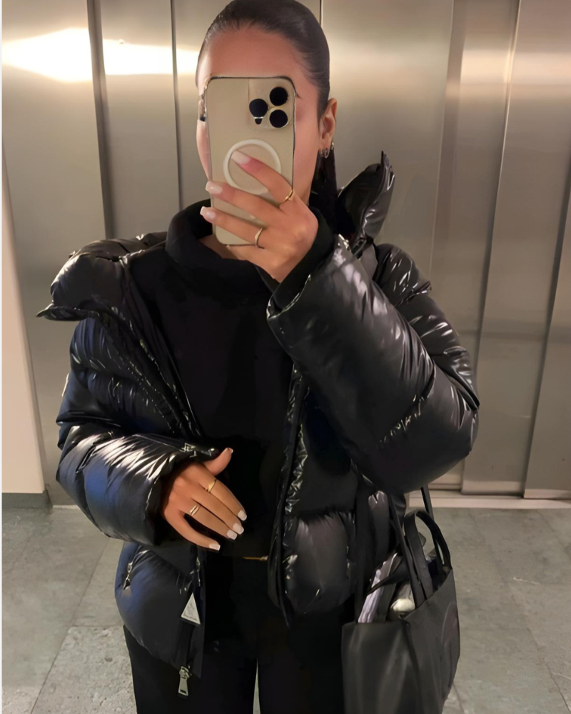 Women's Glossy Puffer Jacket – Shiny Insulated Warm Winter Coat