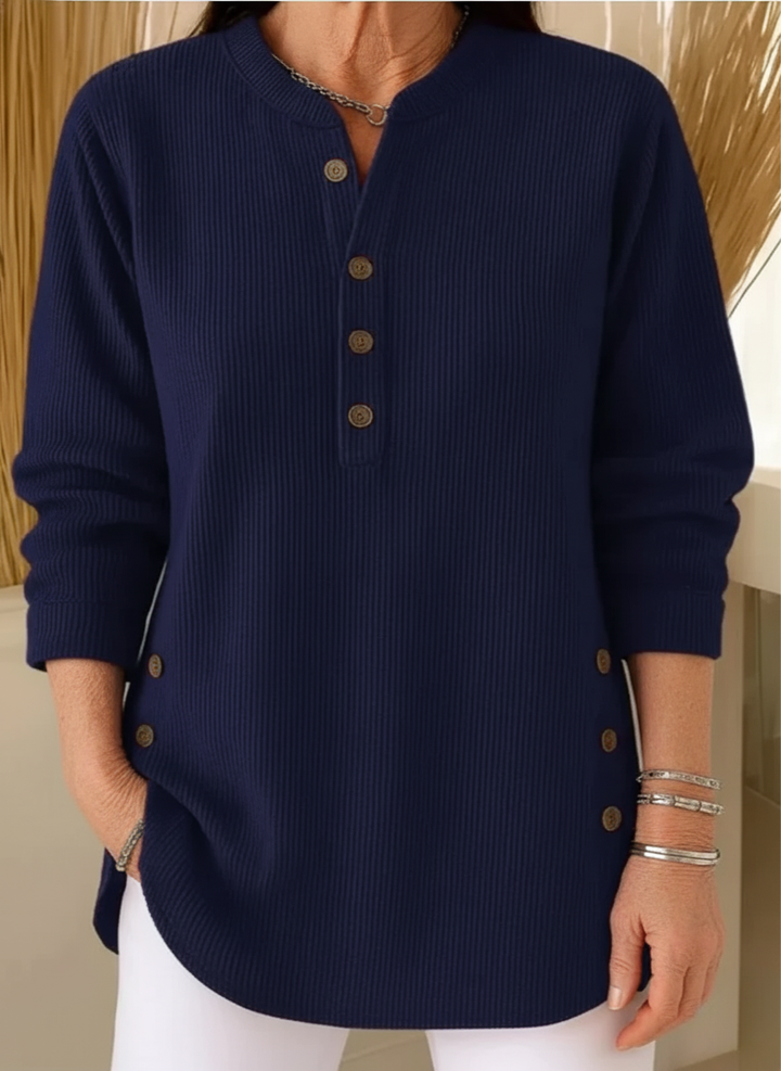Women's Lightweight Sweater – Button Detail Flowy Knit Pullover