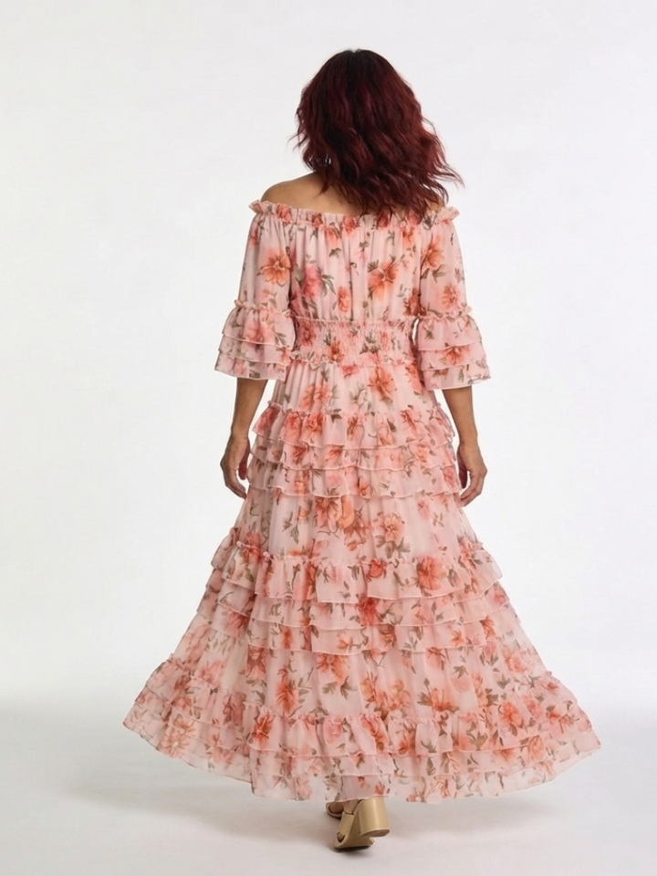 ROSALIE | FLORAL RUFFLE MAXI DRESS
