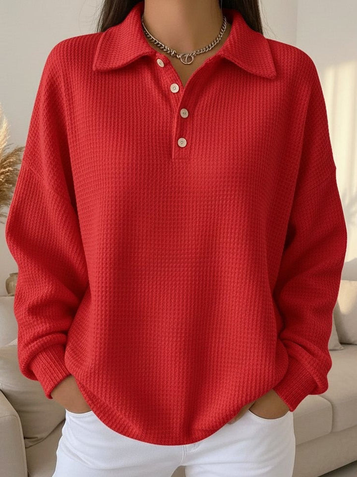 Women's Polo Sweater – Collared Button Knit Stretch Pullover Top