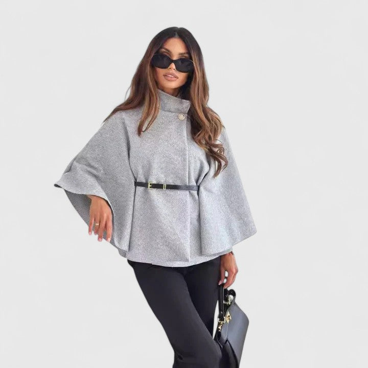 Women's Belted Jacket – Butterfly Sleeve Elegant Autumn Coat