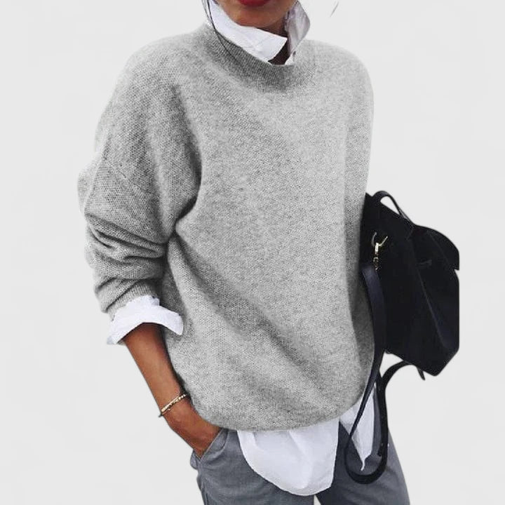 Women's Relaxed Fit Sweater – Minimalist Long Sleeve Knit Top