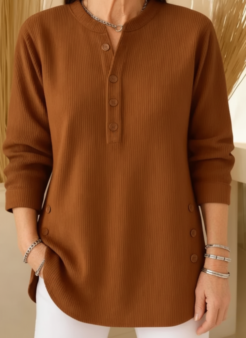 Women's Lightweight Sweater – Button Detail Flowy Knit Pullover