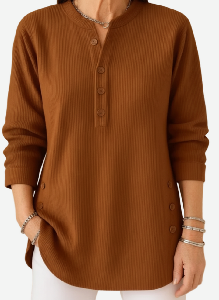 Women's Button Detail Sweater – Soft Lightweight Knit Pullover