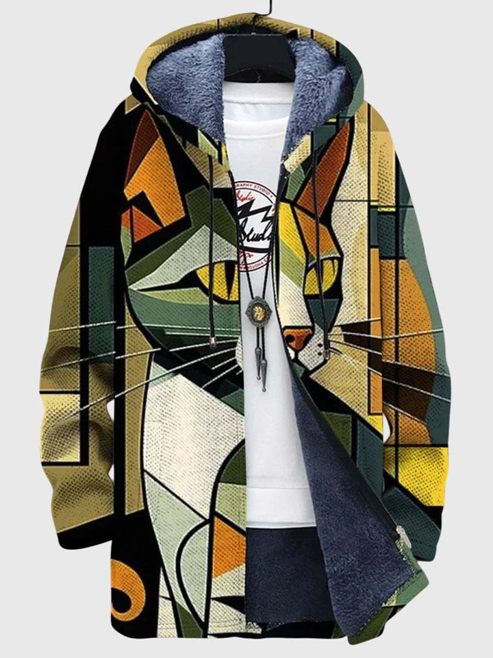Women's Printed Jacket – Artistic Graphic Print Warm Coat