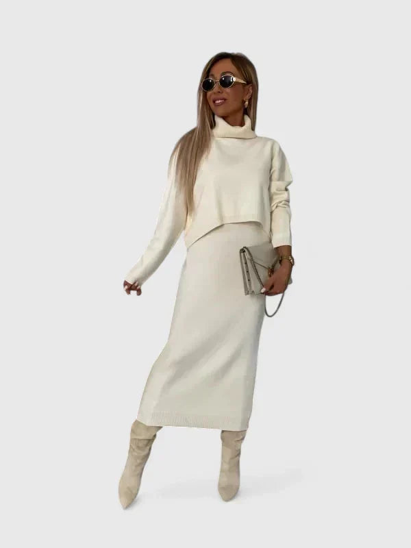 Women's Dress and Sweater Set – 2 Piece Turtleneck Knit Outfit