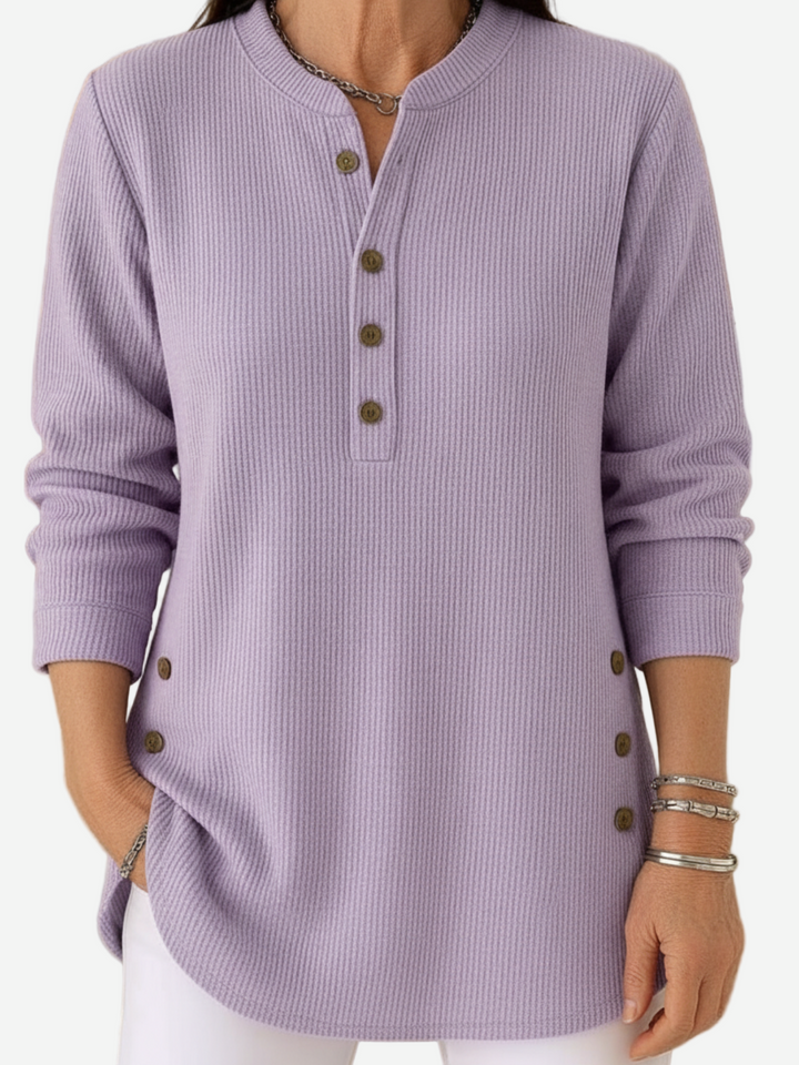 Women's Button Detail Sweater – Soft Lightweight Knit Pullover
