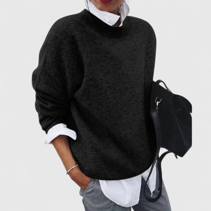 Women's Relaxed Fit Sweater – Minimalist Long Sleeve Knit Top