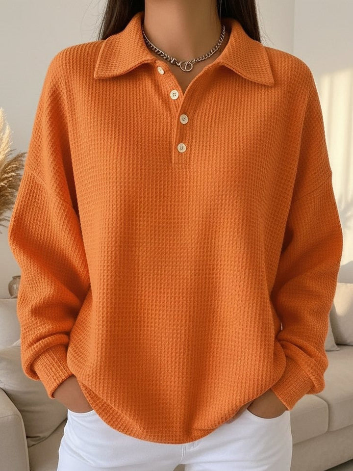 Women's Polo Sweater – Collared Button Knit Stretch Pullover Top