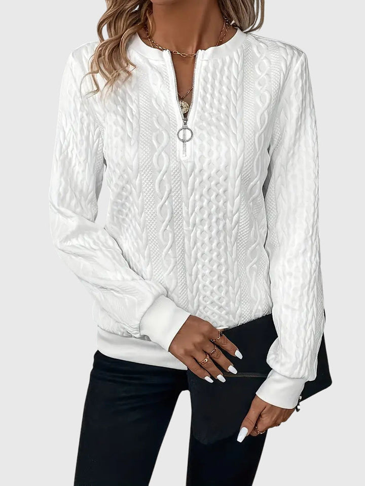 Women's Zip-Up Sweater – Soft Knit Zip Detail Pullover Top