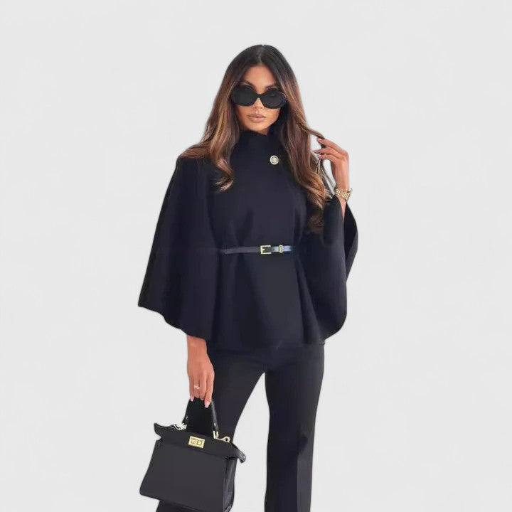 Women's Belted Jacket – Butterfly Sleeve Elegant Autumn Coat