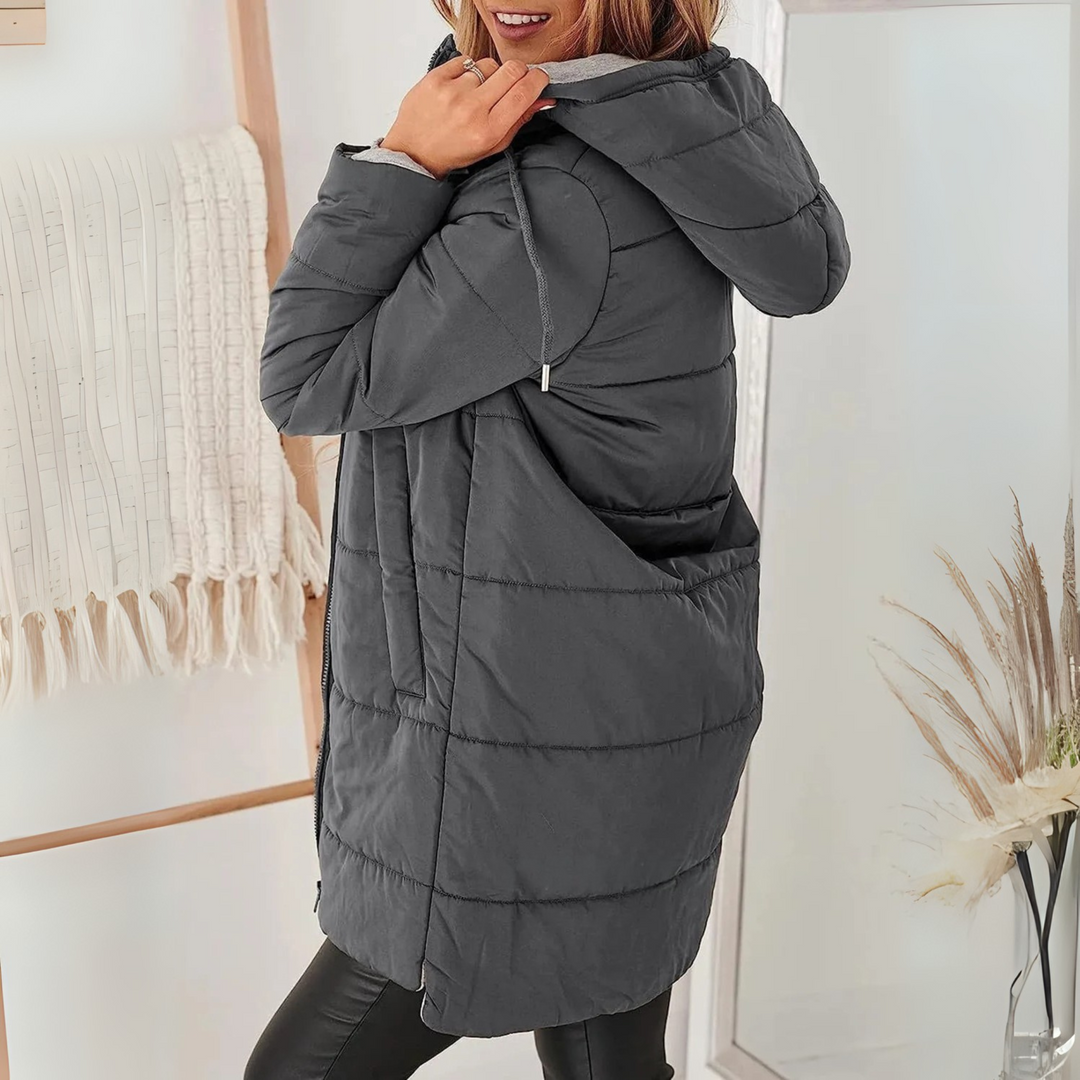 Women's Hooded Winter Jacket – Warm Padded Coat with Pockets