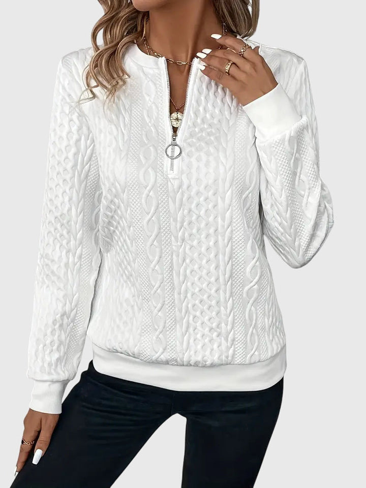 Women's Zip-Up Sweater – Soft Knit Zip Detail Pullover Top