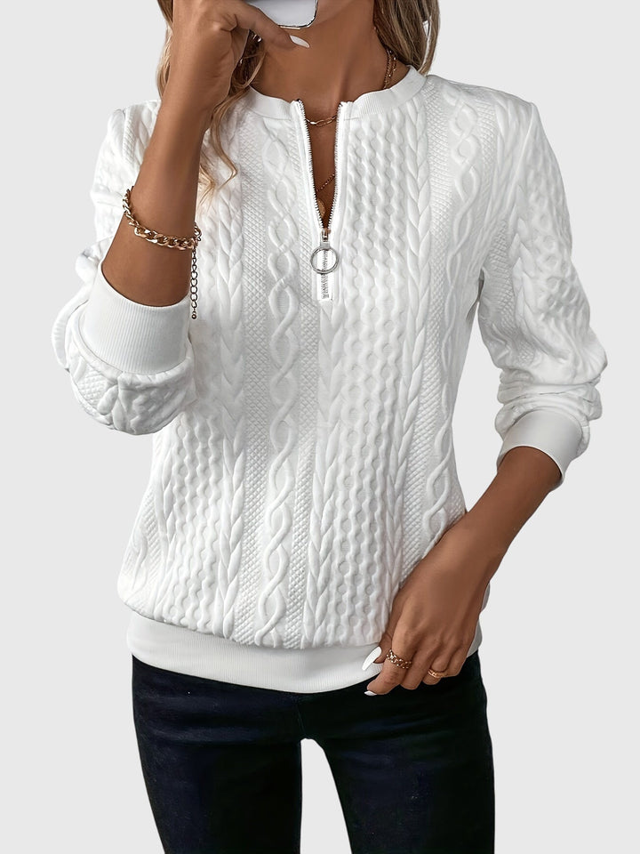 Women's Zip-Up Sweater – Soft Knit Zip Detail Pullover Top