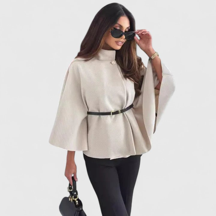 Women's Belted Jacket – Butterfly Sleeve Elegant Autumn Coat