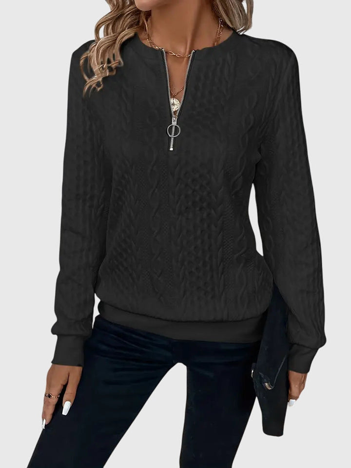 Women's Zip-Up Sweater – Soft Knit Zip Detail Pullover Top