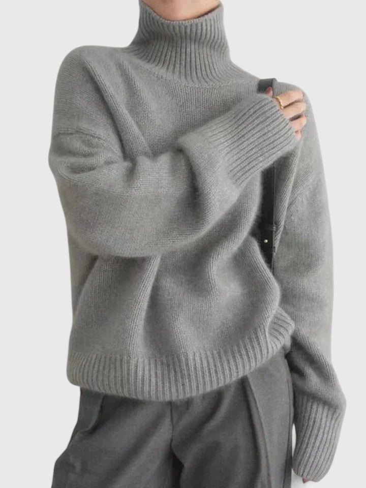 Women's High Collar Sweater – Warm Insulated Knit Pullover Top