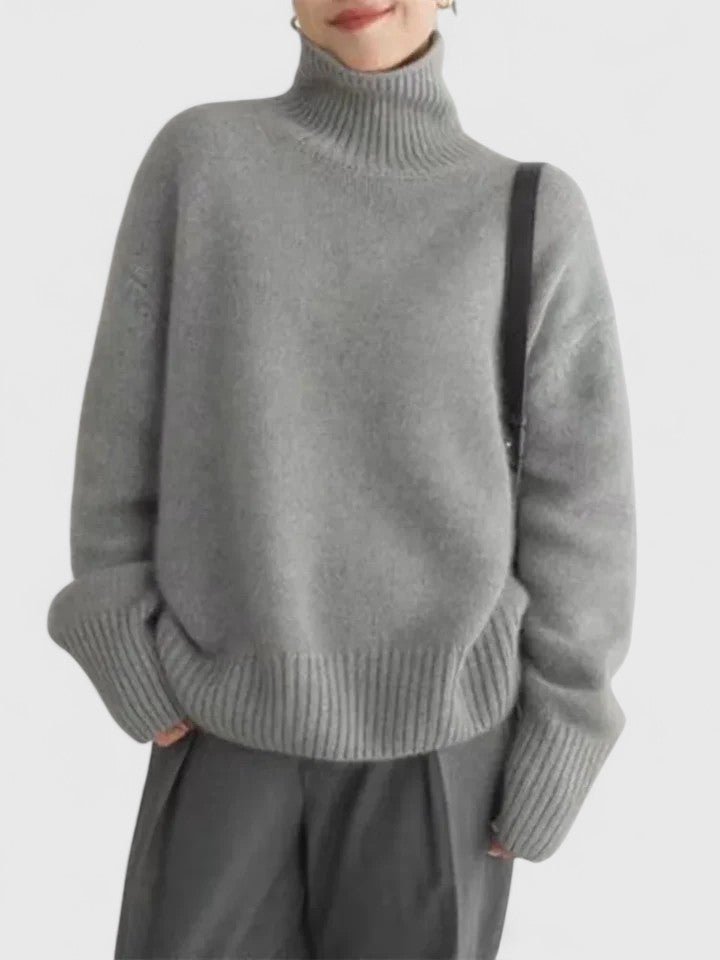 Women's High Collar Sweater – Warm Insulated Knit Pullover Top