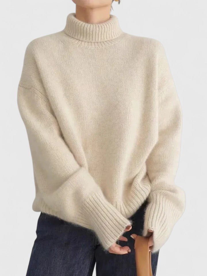 Women's High Collar Sweater – Warm Insulated Knit Pullover Top