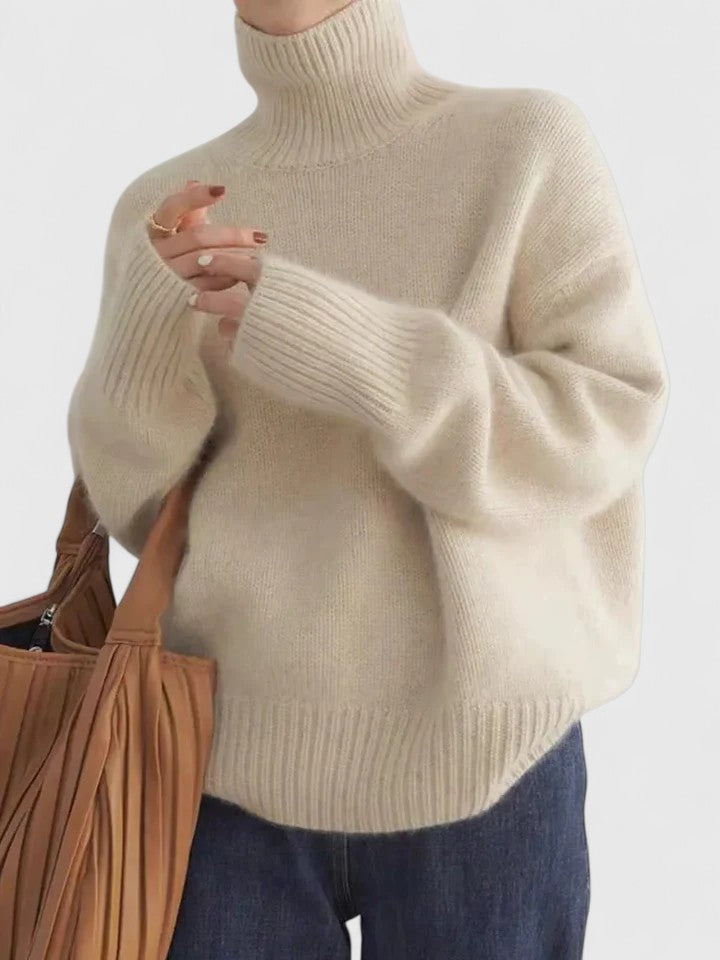 Women's High Collar Sweater – Warm Insulated Knit Pullover Top
